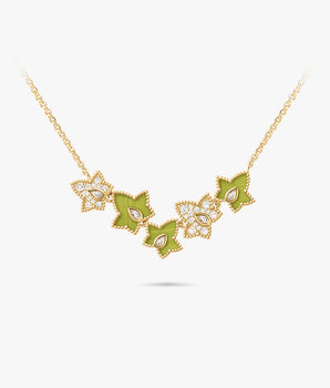 Lola Rose x AHALOLO Ivy Collection Green Calcite Necklace, 5-leaf motif