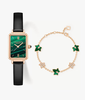 Malachite Textured Watch & Bracelet Gift Set