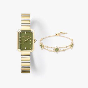 Ms Lola Green Onyx Watch and Srarry bracelet set