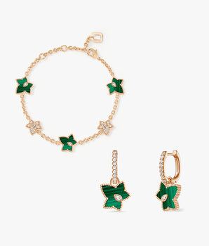 Malachite Bead Bracelet & Drop Earrings Set
