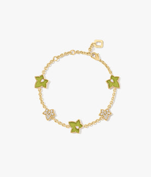 Bracelet en calcite verte Lola Rose x AHALOLO Ivy Collection, motif 5 feuilles