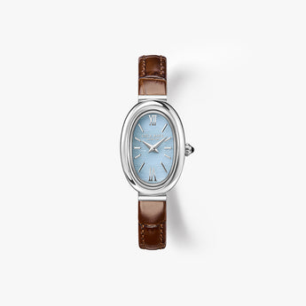 Mirror Blue Lace Agate Watch with Quick Release Leather Strap