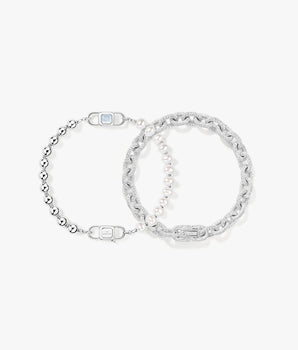 Urban Oval Chain & Pearl Crystal Bracelet Gift Set