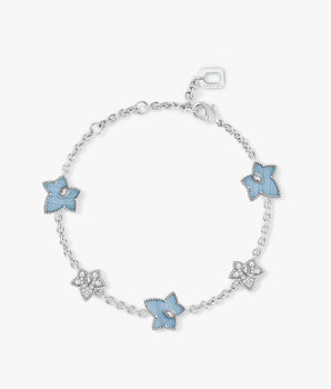 Blue Lace Agate Bracelet, 5-leaf motif