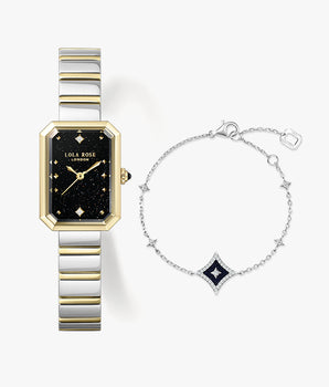 Ms. Lola Black Sandstone Watch with Quick-Release Strap & Starlight Bracelet Gift Set