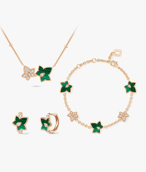 Malachitperlenkette & Ohrringe & Armband-Geschenkset