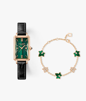 Ms. Lola Malachite Textured Watch & Bracelet Gift Set