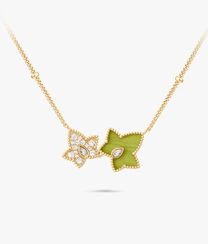 Lola Rose x AHALOLO lvy Collection Grüne Calcit-Halskette, 2-Blatt-Motiv