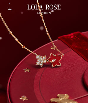 Red Carnelian Bead Necklace, 2-leaf motif in Special Limited Edition Box