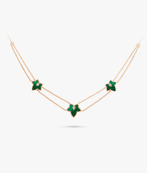 Malachite Bead Three-Leaf Necklace