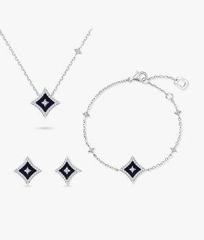 Collana in arenaria blu & Bracciale & Set regalo con orecchini