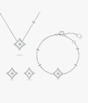 Perlmutt-Halskette & Armband & Ohrringe-Geschenkset