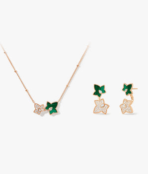 Malachite Stud Earrings & Bead Necklace Gift Set