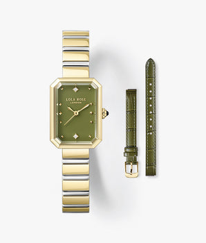 New Ms. Lola Green Onyx Watch With Two Strap Set