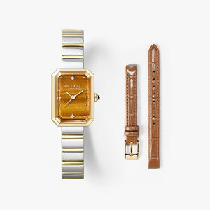Ms. Lola Tiger’s Eye Watch with Two Strap Set