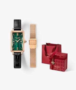 Slender Waist Malachite Textured Watch with Two Strap Set in Special Limited Edition Box