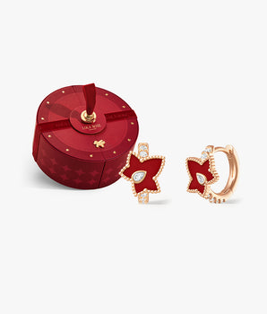 Red Carnelian Bead Huggie Earrings in Special Limited Edition Box