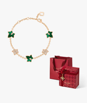 Malachite Bracelet, 5-leaf motif in Special Limited Edition Box