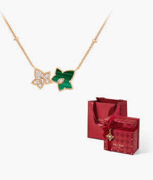 Malachite Bead Necklace, 2-leaf motif in Special Limited Edition Box