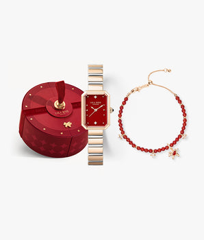 Ms Lola Red Carnelian Watch & Heliocentric Carnelian Bracelet Set in Special Limited Edition Box