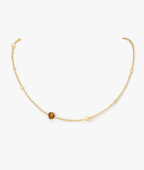 新作タイガーアイと淡水パールのネックレス