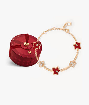 Red Carnelian Bracelet, 5-leaf motif in Special Limited Edition Box