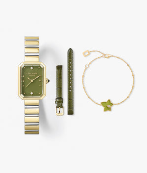 New Ms. Lola Green Onyx Watch With Two Strap Set & Ivy Bead Bracelet Gift Set