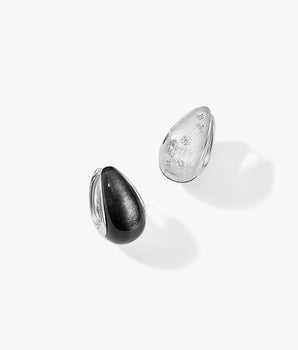 Silver-Sand Obsidian Earrings