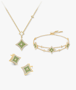 قلادة أفينتورين & أقراط & مجموعة هدايا الأساور