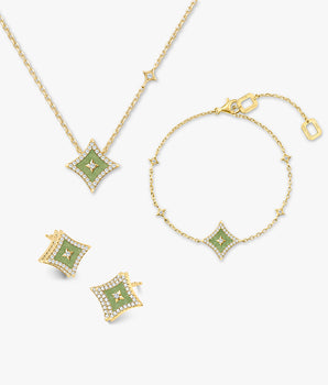 قلادة أفينتورين & أقراط & مجموعة هدايا الأساور