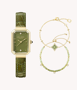 Ms. Lola Green Onyx Watch & 2-Piece Bracelet Gift Set