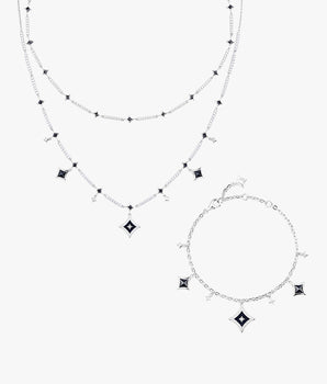 ブルーサンドストーンの星空ネックレス & ブレスレットギフトセット