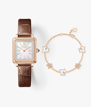 Cube Mother of Pearl Watch & Ivy Bracelet Gift Set