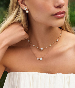 Mother of Pearl Bead Necklace & Earrings & Bracelet Gift Set