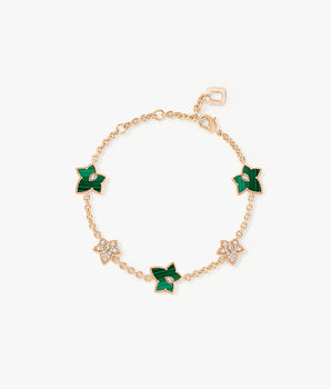 Malachite Bracelet, 5-leaf motif