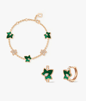 Malachitperlenarmband & Huggie Ohrringe-Set