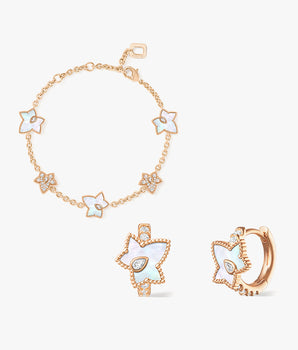 Mother of Pearl Bead Bracelet & Huggie Earrings Set
