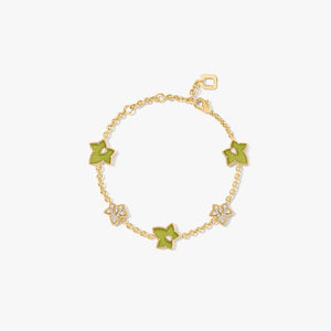 Lola Rose x AHALOLO Ivy Collection Green Calcite Bracelet, 5 leaf motif