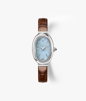 Mirror Blue Lace Agate Watch with Quick Release Leather Strap