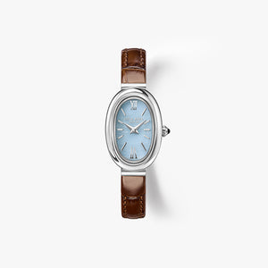 Mirror Blue Lace Agate Watch with Quick Release Leather Strap