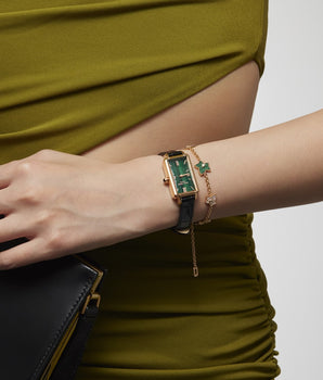 Slender Waist Malachite Textured Watch & Bracelet Gift Set