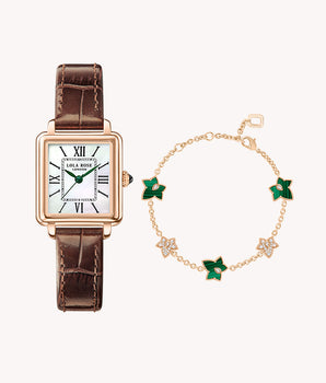 Cube Mother of Pearl Watch & Bracelet Gift Set