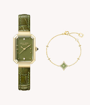 Ms. Lola Green Onyx Watch & Aventurine Starlight Bracelet Gift Set
