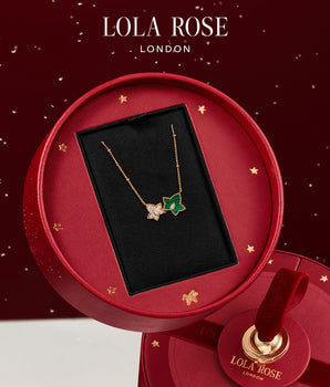 Malachite Bead Necklace, 2-leaf motif in Special Limited Edition Box