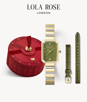 New Ms. Lola Green Onyx Watch With Two Strap Set in Special Limited Edition Box