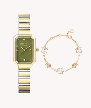 Ms. Lola Green Onyx Watch & Mother of Pearl Bracelet Gift Set