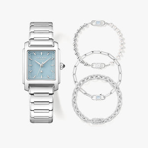 Urban Blue Quartzite Jade Watch & Bracelet Gift Set (3-Piece)