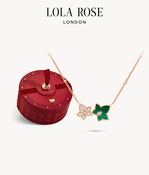 Malachite Bead Necklace, 2-leaf motif in Special Limited Edition Box