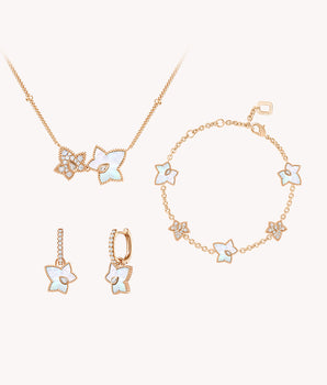 Mother of Pearl Bead Necklace & Earrings & Bracelet Gift Set