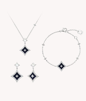 ブルーサンドストーンネックレス & イヤリング & ブレスレットギフトセット